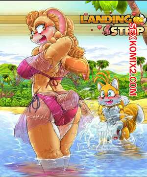 Порно комикс Соник. Взлетно посадочная полоса. Landing Strip. Kitsune Youkai