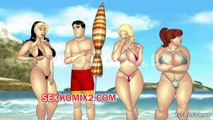 Порно мульт Тетя, кузины и племянник. Часть 25. Наслаждаемся отдыхом на пляже. Tufos.